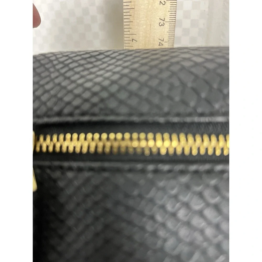 Nicole Miller Black Vegan Leather Hand‎ Satchel Bag Snake Skin Pink Lining